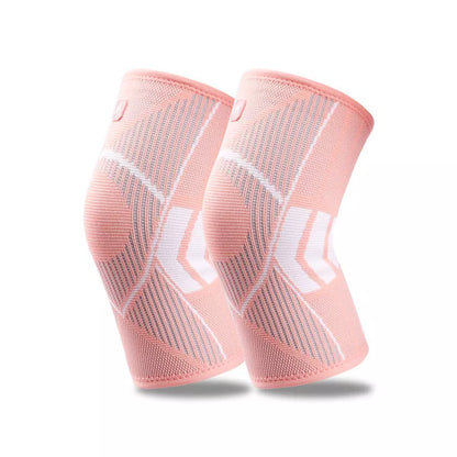 Non-slip knee compression sleeves in blue, pink, and black for pain relief and support