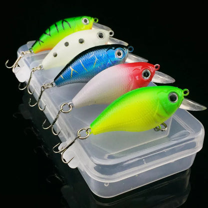 5-piece fishing lure set with vibrant colors for effective minnow road bait