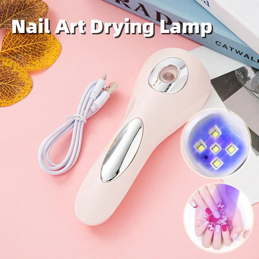 Portable UV LED nail lamp for curing gel nail polish, featuring a compact and rechargeable design for on-the-go use