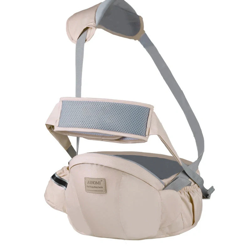 Baby sling waist seat carrier showing 15mm cushion and 25mm waist pad with anti-sliding design