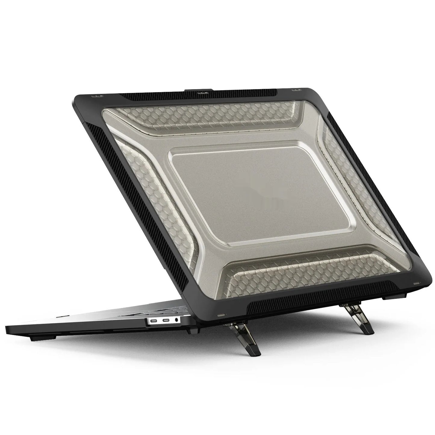 MacBook protective shell in four colours showing 1.5mm thickness and model compatibility