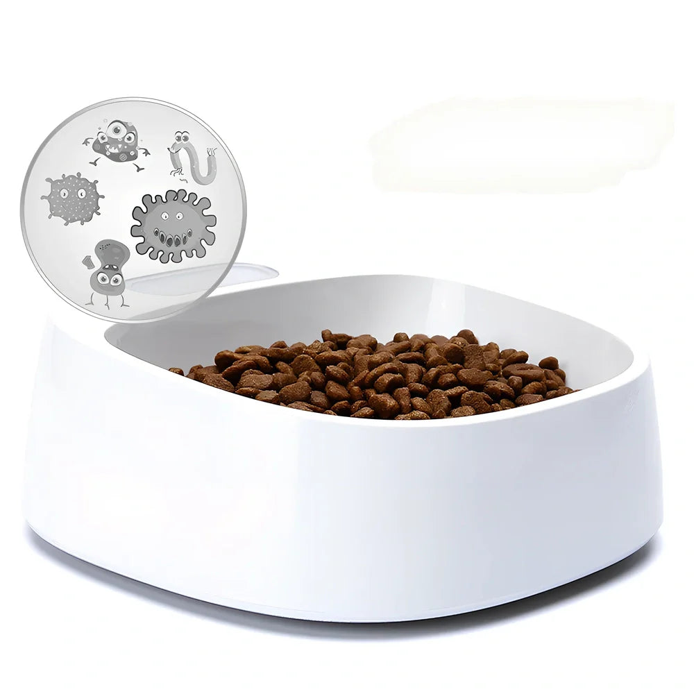 White smart weighing pet bowl with digital display and four stabilising feet for accurate food measurement