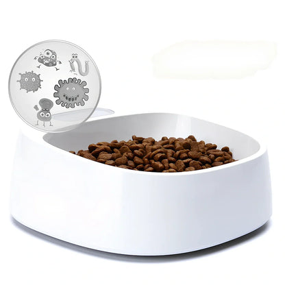 White smart weighing pet bowl with digital display and four stabilising feet for accurate food measurement