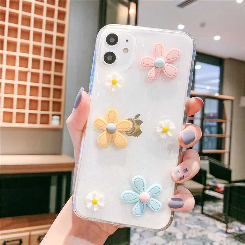 iPhone soft rubber protective case with floral pattern showing New Year's flowers design