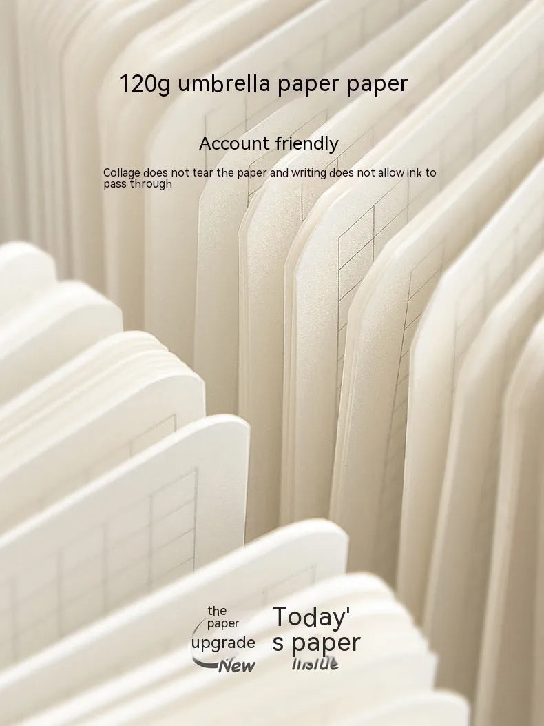 Square checkered diary with 100 pages, 148x148mm size, raw wood pulp material, and 120g weight