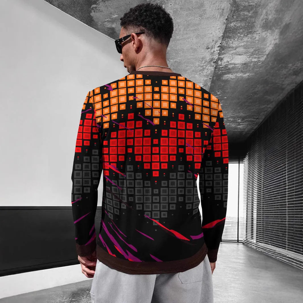 Men's long sleeve milk silk pullover in round neck style showing multiple colour options