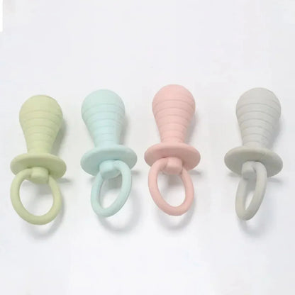 TPR rubber pet pacifier chew toys with squeaker in blue, gray, green and pink colours for dogs and cats