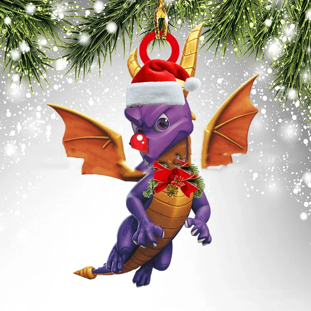 8cm dragon egg Christmas pendant decoration with dinosaur theme and acrylic construction