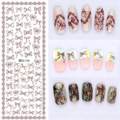 Watermark nail sticker decal sheet with transparent scratch-resistant film and colour options DS103 to DS125.