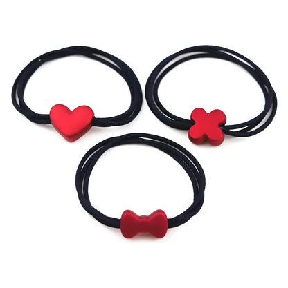 Korean style hair ring with rubber band, 5cm diameter, in Bow, Love, or Puppy design.