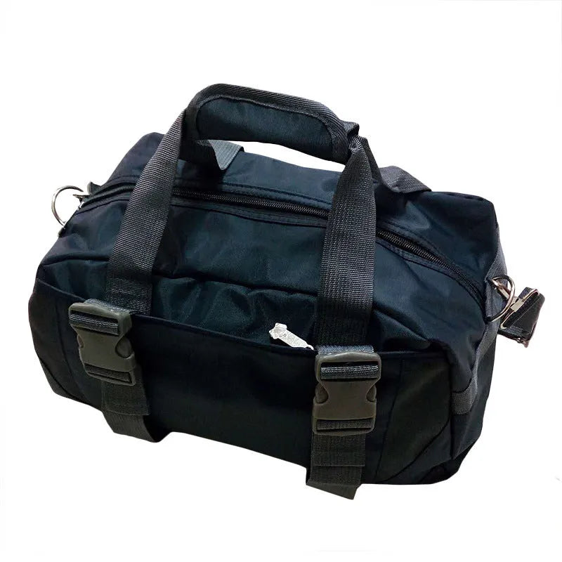 Yoga bag gym bag with two size options available in medium and large dimensions, constructed from nylon material and offered in multiple colours including black, dark blue, green, pink, purple, and rose red for fitness equipment storage and transport
