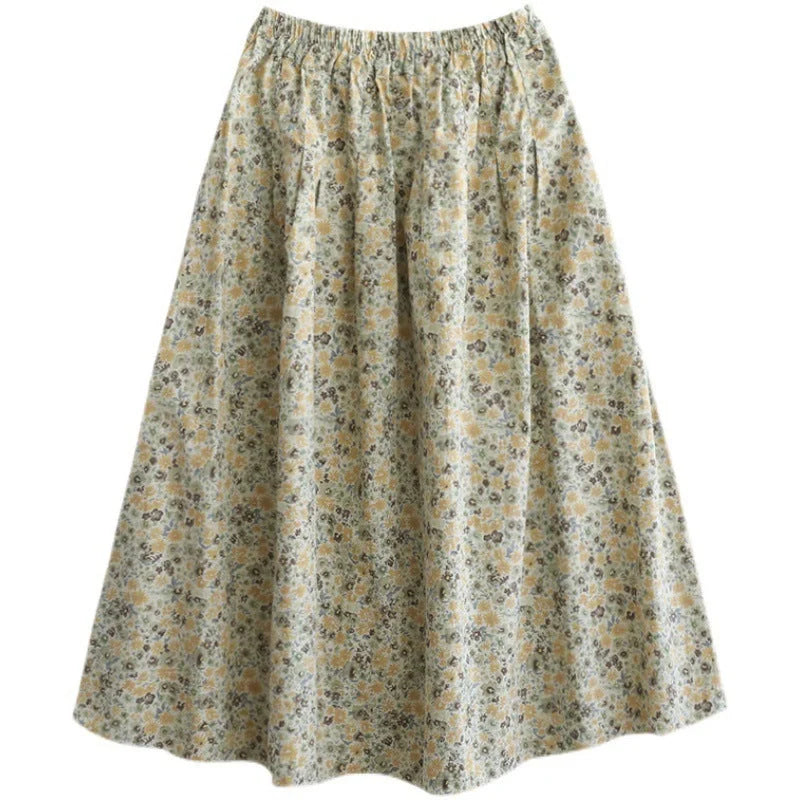 Chic floral printed cotton skirt in vibrant colors, perfect for any occasion.