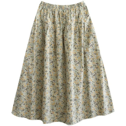 Chic floral printed cotton skirt in vibrant colors, perfect for any occasion.
