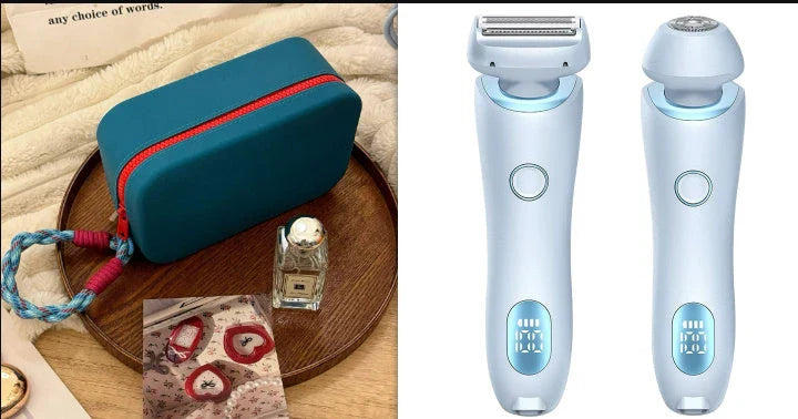 Cordless women's electric shaver with specialized square foil head and hypoallergenic blades for smooth, hair-free skin