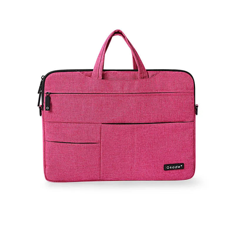 Okade burlap shoulder bag for 11 13 15 inch MacBook Pro Air, waterproof shockproof, zip closure