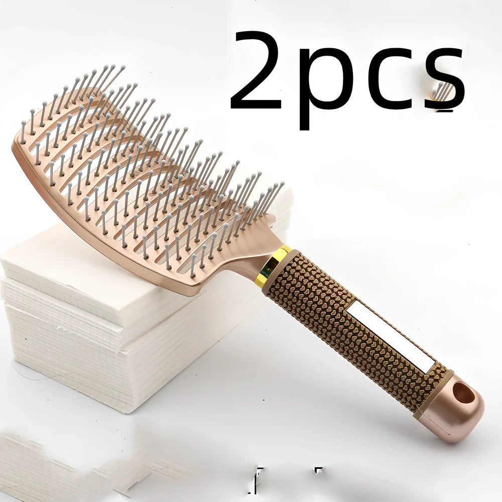 Large curved hairbrush with boar bristles showing 15cm width and natural bristle distribution