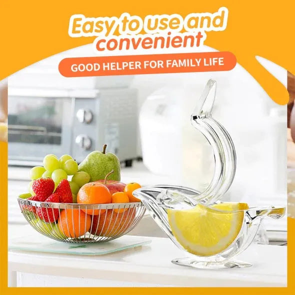 Transparent acrylic bird-shaped manual lemon juicer for squeezing lemon slices