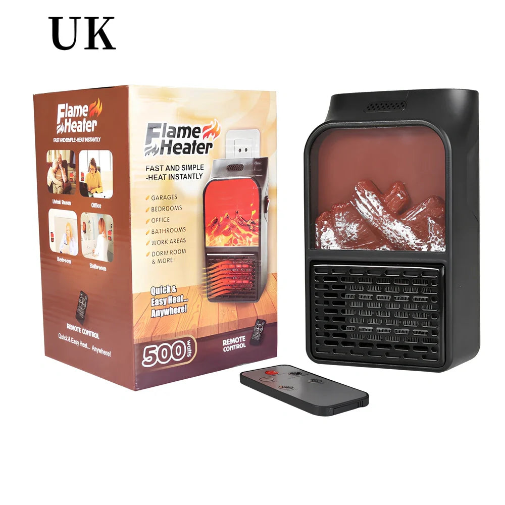 Flame Heater mini household heater with flame retardant ABS construction and 500W heating capacity