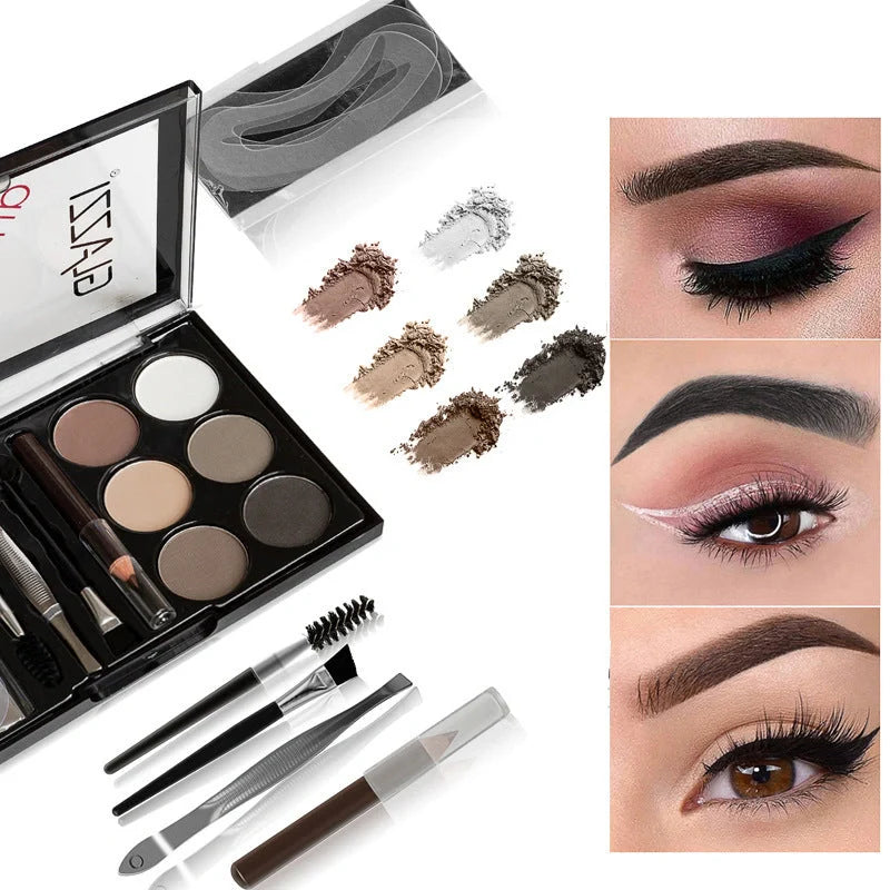 Natural Brown Eyebrow Powder Palette with brush and stencils for perfect shaping