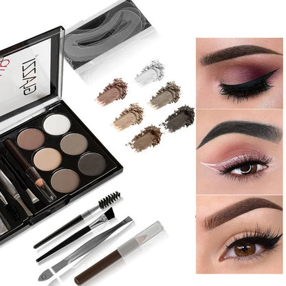 Natural Brown Eyebrow Powder Palette with brush and stencils for perfect shaping