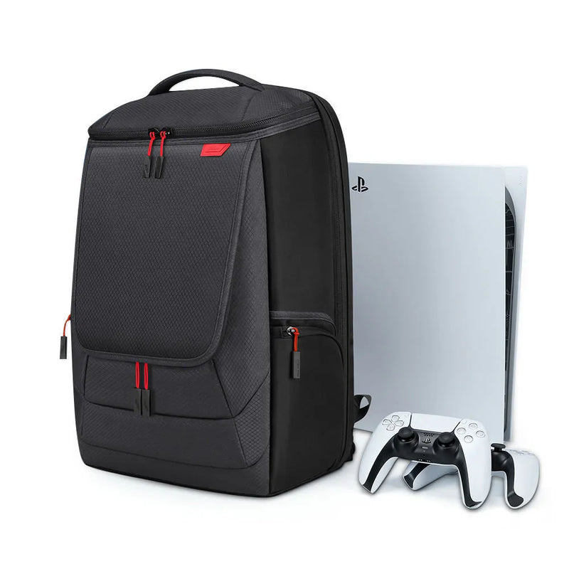 Game Console Storage Bag for PS5 and Game Consoles Kit, Nylon Travel Carry Case, 49x33x24cm, Black, Sewn Construction, Protective Console and Accessories Organiser