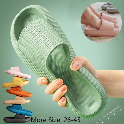 Unisex EVA slippers in various colors, including white, yellow, green, blue, black, khaki, grey, pink, and orange
