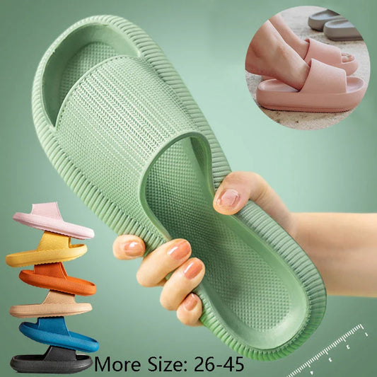 Unisex EVA slippers in various colors, including white, yellow, green, blue, black, khaki, grey, pink, and orange