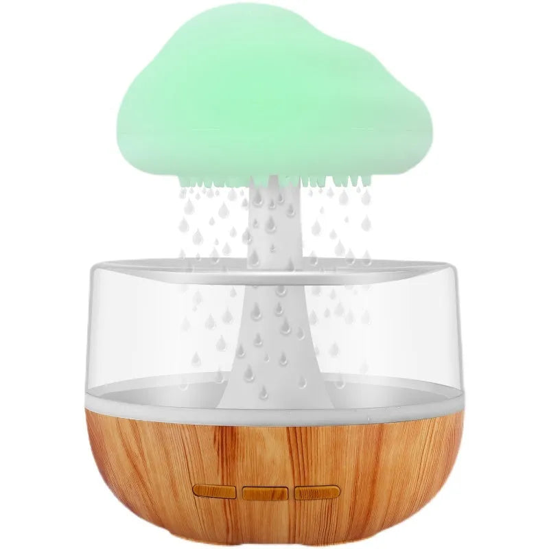 White cloud shaped humidifier with coloured lights, water flow effect and USB charging port