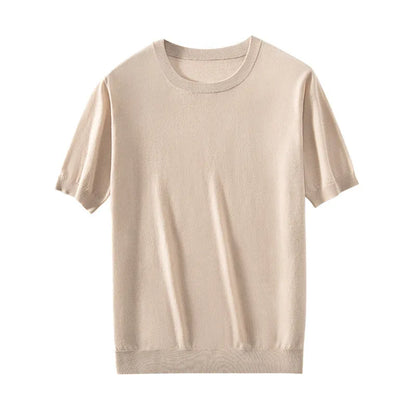 Men's loose-fit knitted short sleeve casual pullover shirt in multiple colours
