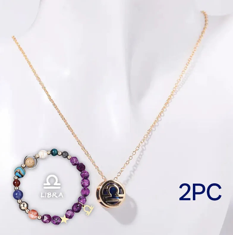 Natural stone beaded necklace and bracelet set with adjustable cord in twelve style variations