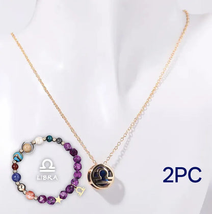 Natural stone beaded necklace and bracelet set with adjustable cord in twelve style variations