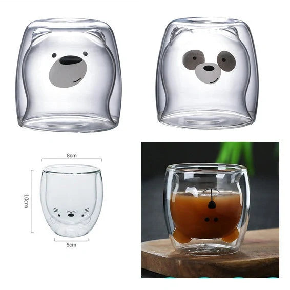 Double layer panda skull wine cup with Christmas tree design inside