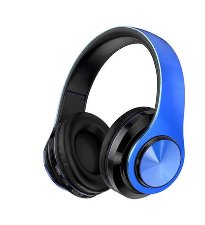 Folding wireless Bluetooth headset with 40mm speakers in black, blue, or white colour options
