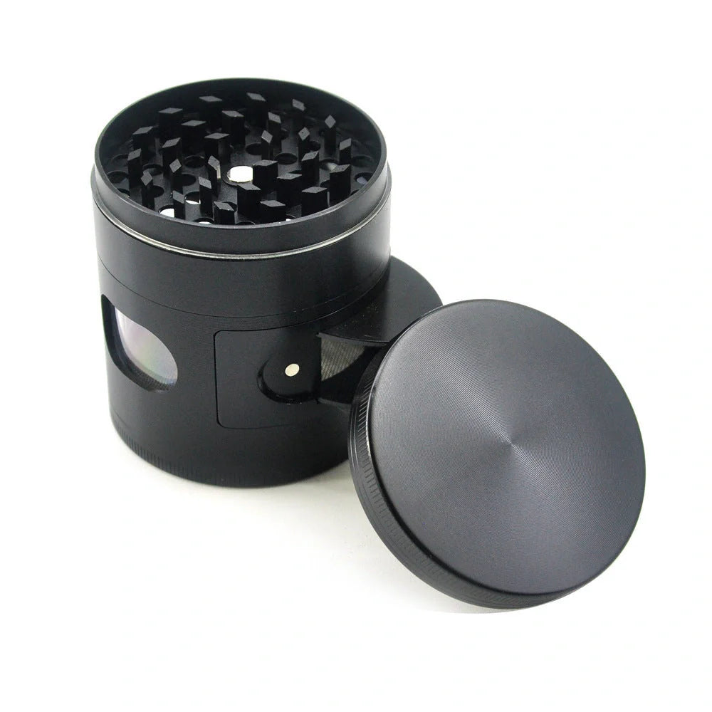 60mm zinc alloy herb grinder with windmill teeth and neodymium magnet lid