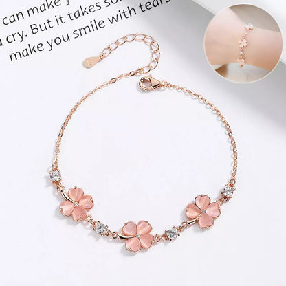 925 silver opal crystal bracelet with heart-shaped design and rose gold finish
