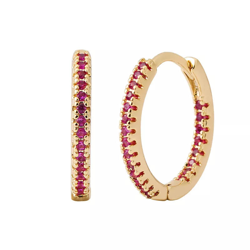 Circle Female Earrings Ear Clip Multicolor Zircon Elegant in various colors