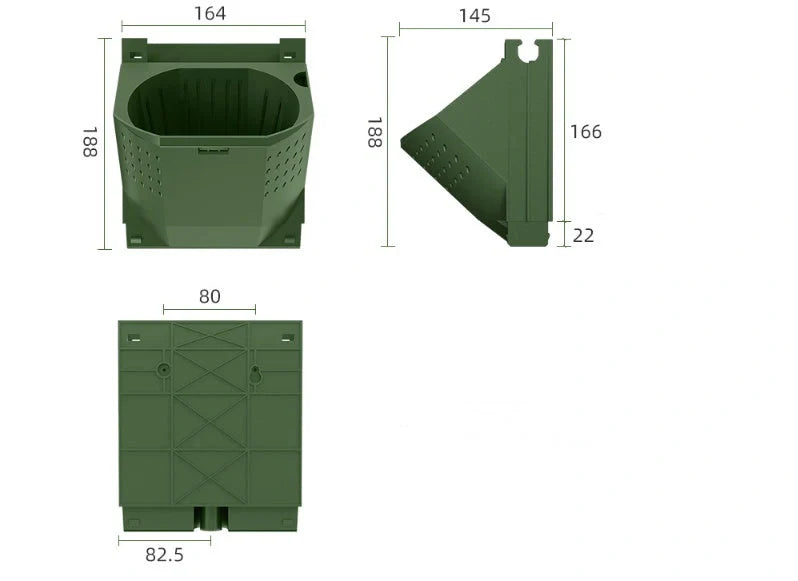 Stackable vertical planter in army green for succulents and bonsai with removable pots