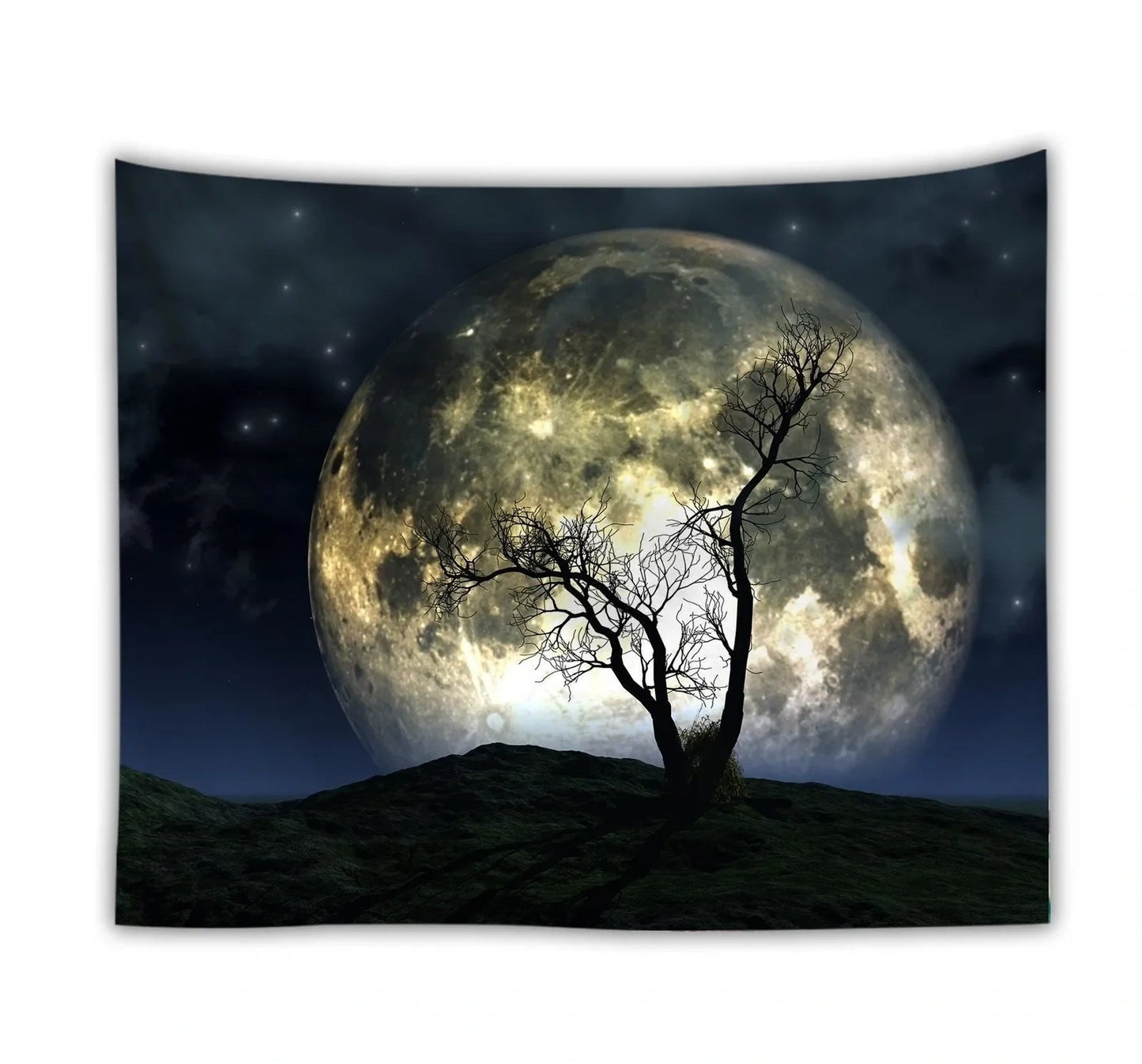 Ocean moon nature tapestry wall hanging in polyester, 150x200cm size with digital print for dorm decor