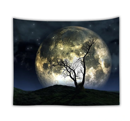 Ocean moon nature tapestry wall hanging in polyester, 150x200cm size with digital print for dorm decor