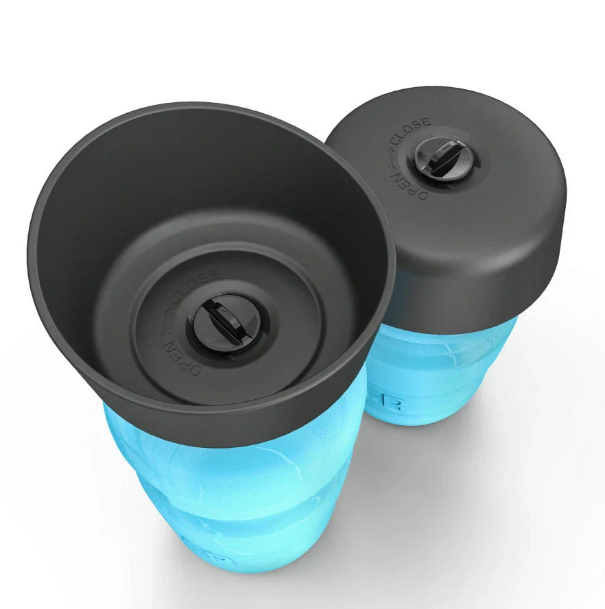 Leakproof foldable dog water bottle with built-in water bowl for convenient hydration on the go