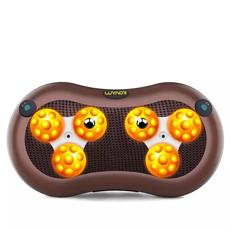 Massager Pillow with multiple head options for targeted muscle relief, compact and portable design