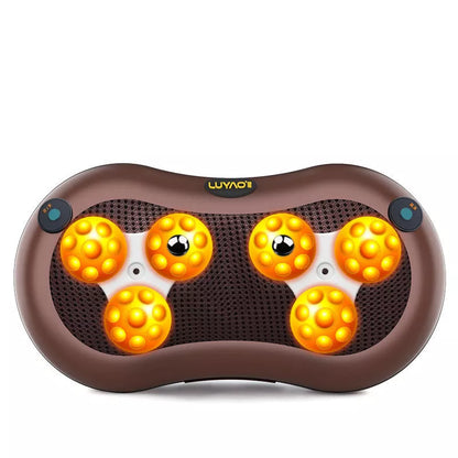 Massager Pillow with multiple head options for targeted muscle relief, compact and portable design