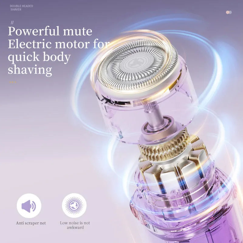 Digital display Type-C USB women's shaver in gradient purple colour for full-body hair removal.