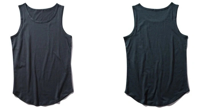 Men's cotton sleeveless scoop tank top with printed logo in various colors