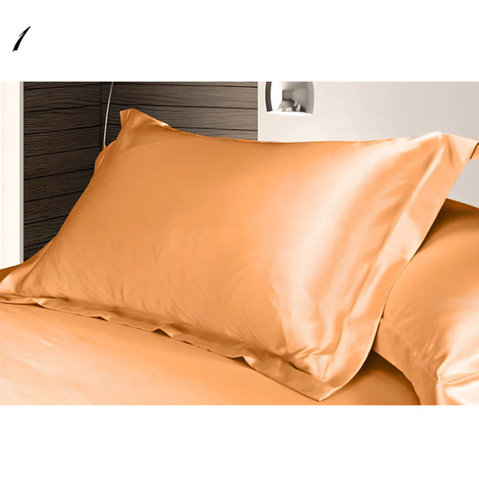 Pure colour imitation silk pillowcase in selected colour showing smooth polyester fabric texture