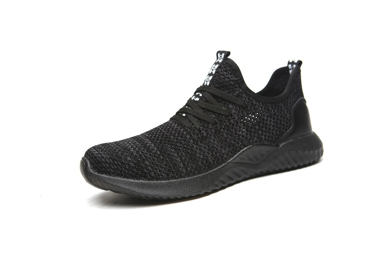 Steel toe cap safety shoes in black with EVA sole for shock absorption and anti-static features