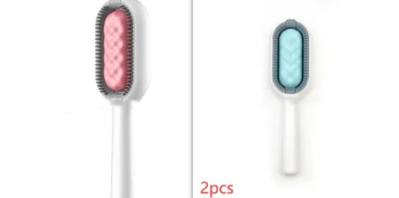 Green plastic pet hair removal comb with disposable wipes for cats and dogs