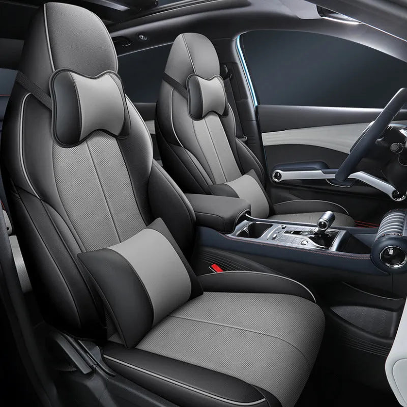 Yuan PLUS car seat cushion cover in grey, showing tailored fit on vehicle seat.