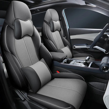 Yuan PLUS car seat cushion cover in grey, showing tailored fit on vehicle seat.