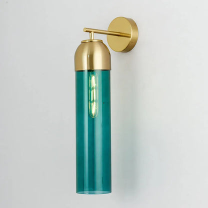 Nordic postmodern glass wall lamp in choice of five colours with 40cm long shade